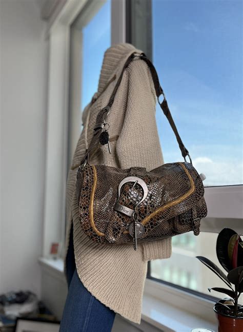 Rare Classic Dior Python Gaucho Saddle Bag 